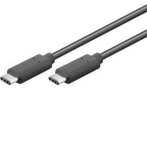 To USB-C hanstik på et sort Goobay-kabel, 1 meter langt, med understøttelse af 100W Power Delivery.