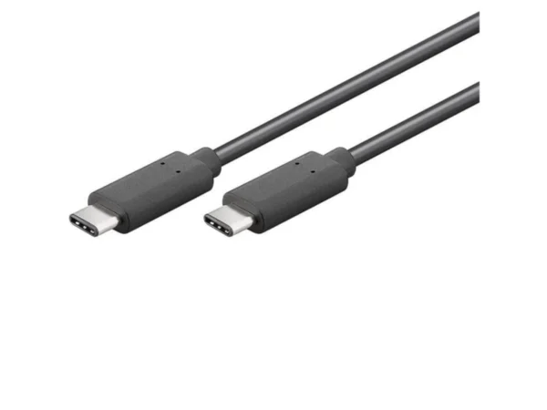 To USB-C hanstik på et sort Goobay-kabel, 1 meter langt, med understøttelse af 100W Power Delivery.