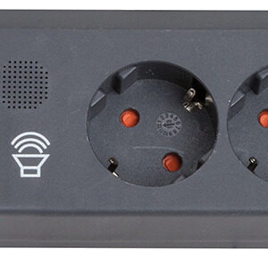 Brennenstuhl Secure-Tec 6-vejs strømskinne i antracit med 3 m kabel, overspændingsbeskyttelse, akustisk alarm, grøn sikkerhedsafbryder og seks børnesikrede udtag.