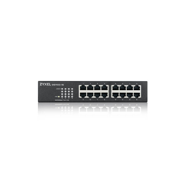 Zyxel GS1100-16 v3 front – 16 Gigabit Ethernet porte