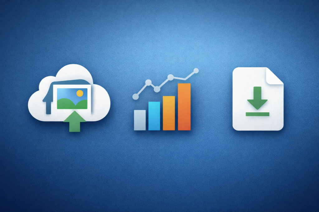 Ikoner for fotocloud.dk, abstracts.top og filen.dk som alternativer til Big Tech i Danmarks Skifter Kampagnen